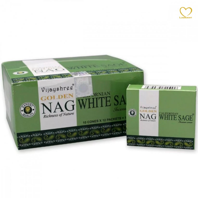 NAG White Sage (Bílá Šalvěj) - Vonné kužílky Golden (Indie) - 10 ks